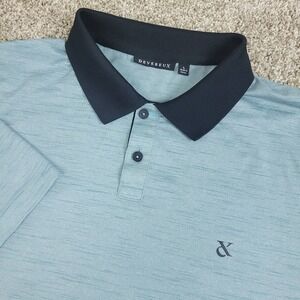 Devereux Mens Large Light Blue Performance Stretch Golf Polo Short Sleeve